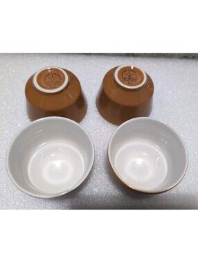 Vintage Homer Laughlin Butterscotch Ramekin Custard Cup Ivory Inside Set Of 4